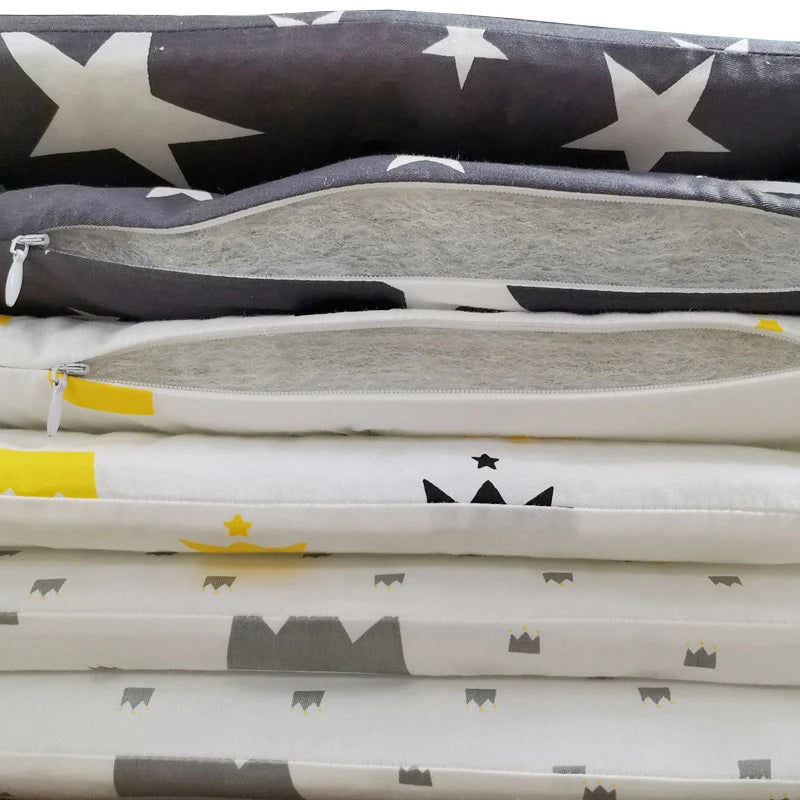 Nordic Stars Baby Bed Thicken Bumpers Zipper Design One-piece Crib Around Cushion Cot Protector Pillows 200*30 CM