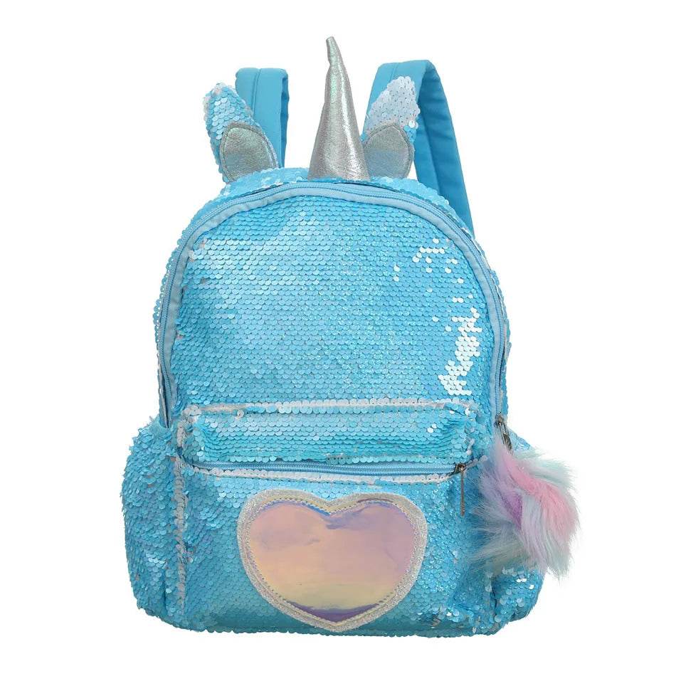 3pcs/set Sequins Unicorn Backpack Fashion Girl Glitter School Book Bag Girls Cute Hologram Laser PU Leather Travel Backpacks - AIAZ