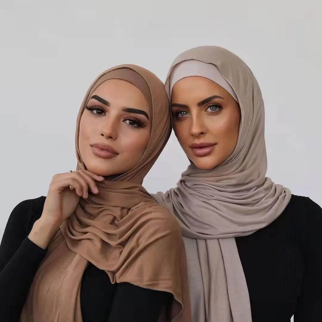 Hot Muslim Fashion Woman Soft Hijabs Scarf Shawl Plain Cotton Jersey Scarves Turban Women Long Shawls Head Wrap Headband Abaya - AIAZ