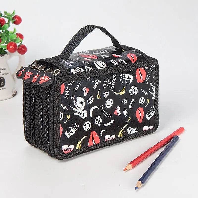 School Pencil Case Supplies Kit 36/48/72 Slot Stationery Pencilcase for Girls Compartment Pen Box Large Cartridge Bag Acsesories - AIAZ