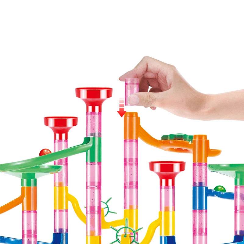 Marble Run Race Track Building Blocks Kids 3D Maze Ball Roll Toy DIY Marble Run Race Coaster Set 80/105/109/133pc Christmas Gift - AIAZ