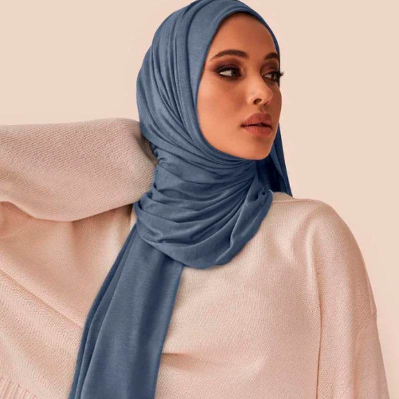 Hot Muslim Fashion Woman Soft Hijabs Scarf Shawl Plain Cotton Jersey Scarves Turban Women Long Shawls Head Wrap Headband Abaya - AIAZ