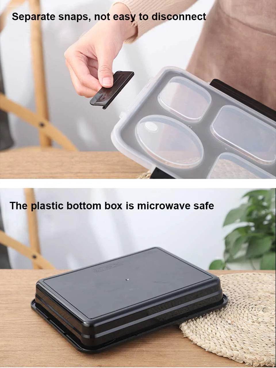 BOZZH Stainless Steel Lunch Box Bento Box For Kids 5 Microwave Plastic Food Container With Compartment Leak-Proof Food Box - AIAZ