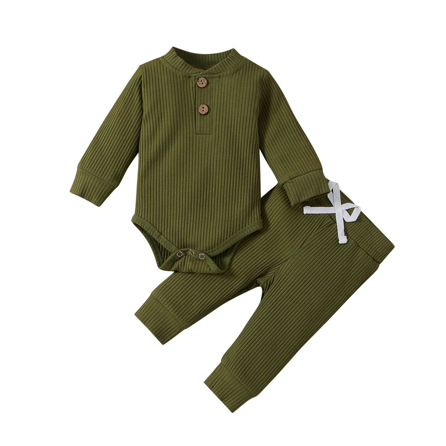 16 Colors Baby Solid Knit Sets Newborn Infant Girls Boys Fall Winter Long Sleeve Romper + Elastic Pants Toddler Outfit 0-24M