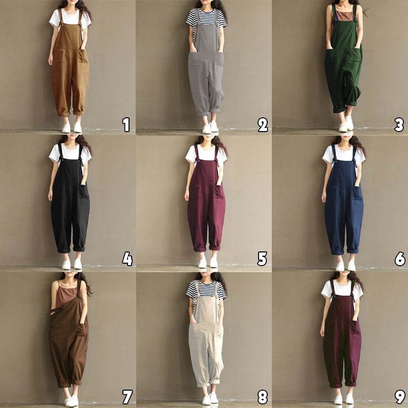 Women Strap Loose Jumpsuit Summer Casual Dungarees Pants Sleeveless Oversized Romper Baggy Overalls Jumpsuit - AIAZ