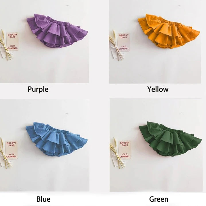 Double Layers Ruffles Lace Baby Skirt Pants Summer Cotton Linen Kids Pettiskirt Toddler Dancing Wedding Clothing Tutu Skirt