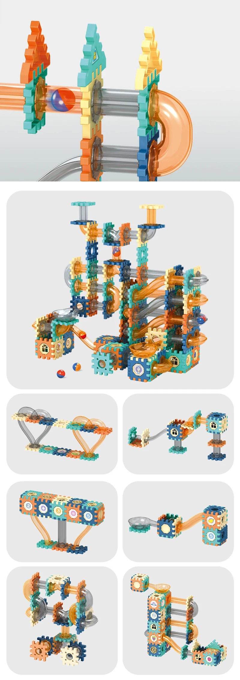 Marble Run Race Track Building Blocks Toys For Kids Labyrint Rolling Ball Funnel Slide Bricks Education Construct Toys Maze STEM - AIAZ