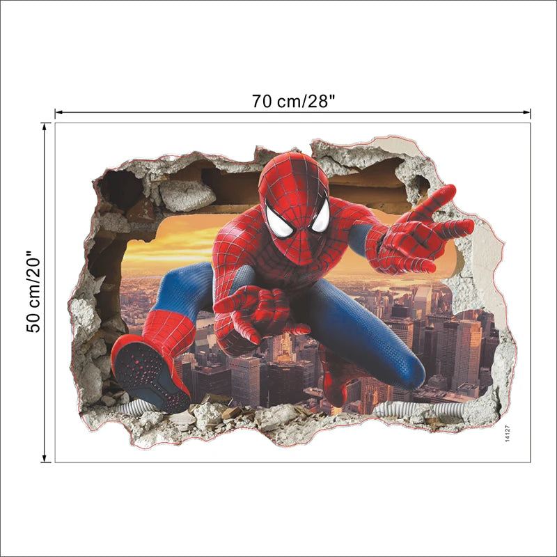 Cartoon Spider-Man Avenger Wall Stickers For Kids Room Decoration Home Bedroom PVC Decor Marvel Movie Mural Wall Art Decals