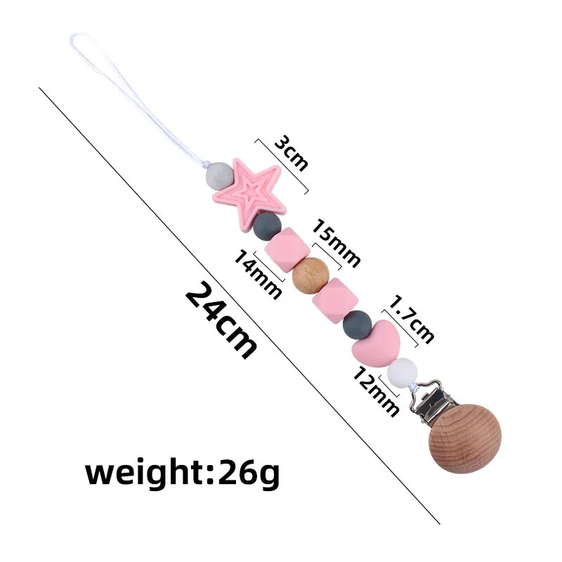 Baby Teether Bracelet Crochet Wood Crafts Engraved Bead Food Grade Silicone Beads Wood Animal Pendant Teething Toys For Rattle