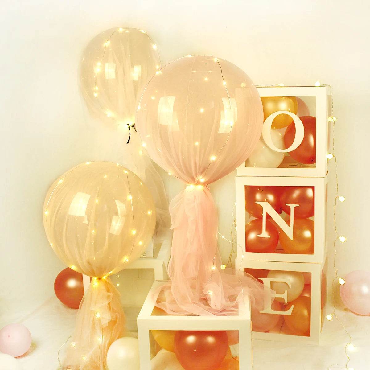First Birthday Balloon Boxes For Party Decorations 1st Birthday Balloon Garland Decor with ONE Letter Boy Girl Baby Shower Decor - AIAZ