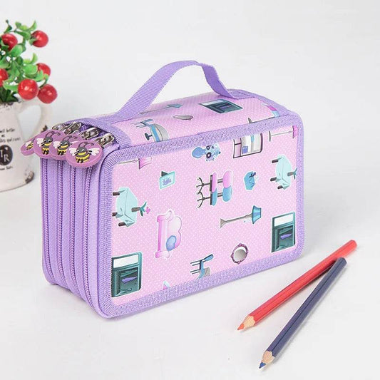 School Pencil Case Supplies Kit 36/48/72 Slot Stationery Pencilcase for Girls Compartment Pen Box Large Cartridge Bag Acsesories - AIAZ