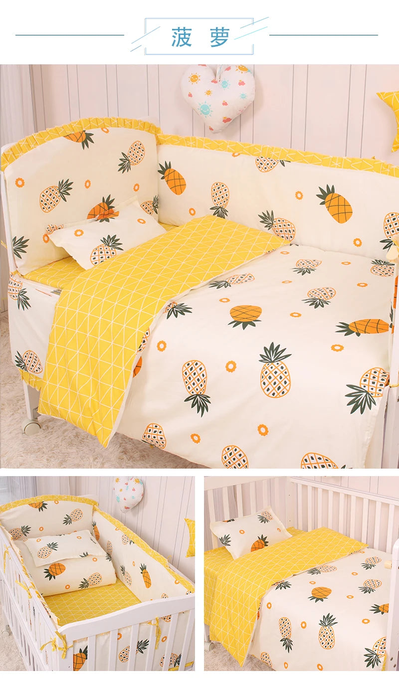 6/9pcs Elephant Baby Bedding Set Cotton Bedroom Decor Baby Girl Boy Crib Bed Linens Bed Bumper 120*60/120*70cm