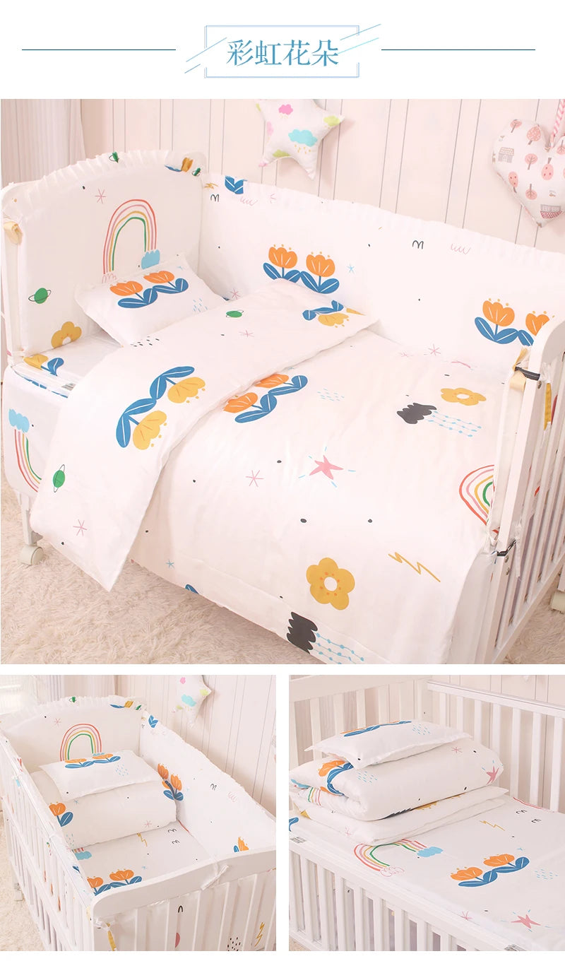 6/9pcs Elephant Baby Bedding Set Cotton Bedroom Decor Baby Girl Boy Crib Bed Linens Bed Bumper 120*60/120*70cm