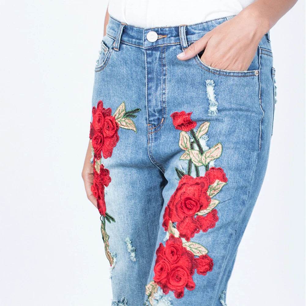 Sexy Embroidery fashion streetwear women mom jeans woman jean stacked pants boyfriend baggy jeans vintage clothes denim trousers - AIAZ