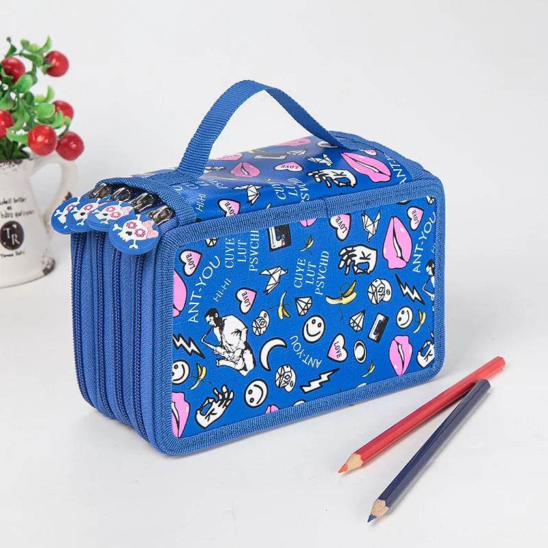 School Pencil Case Supplies Kit 36/48/72 Slot Stationery Pencilcase for Girls Compartment Pen Box Large Cartridge Bag Acsesories - AIAZ