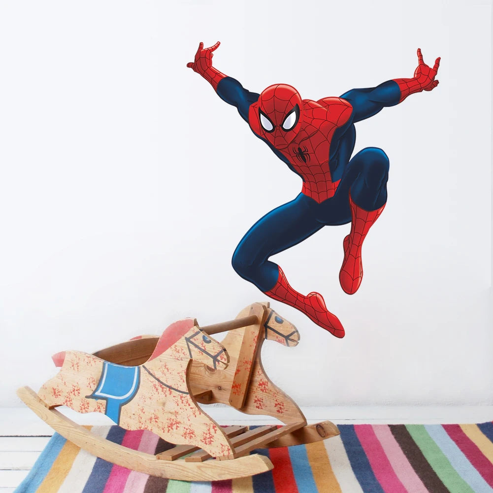 Cartoon Spider-Man Avenger Wall Stickers For Kids Room Decoration Home Bedroom PVC Decor Marvel Movie Mural Wall Art Decals