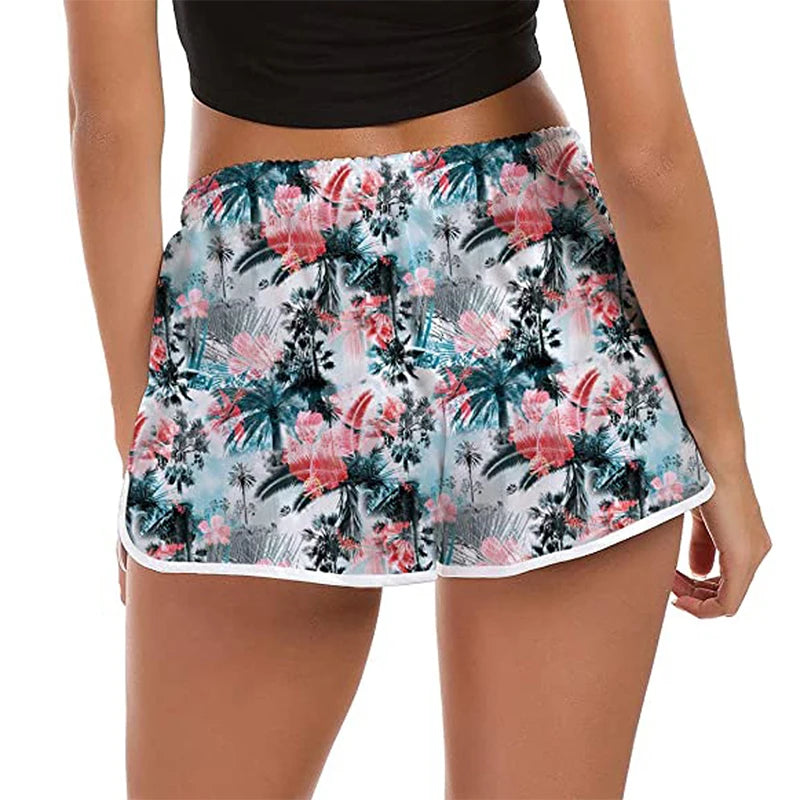 Quick Dry Swim Shorts Women Summer Beach Gym Shorts Mujer Sexy Sport Loose Surf Swimwear Athletic Running Board Short Pant Woman