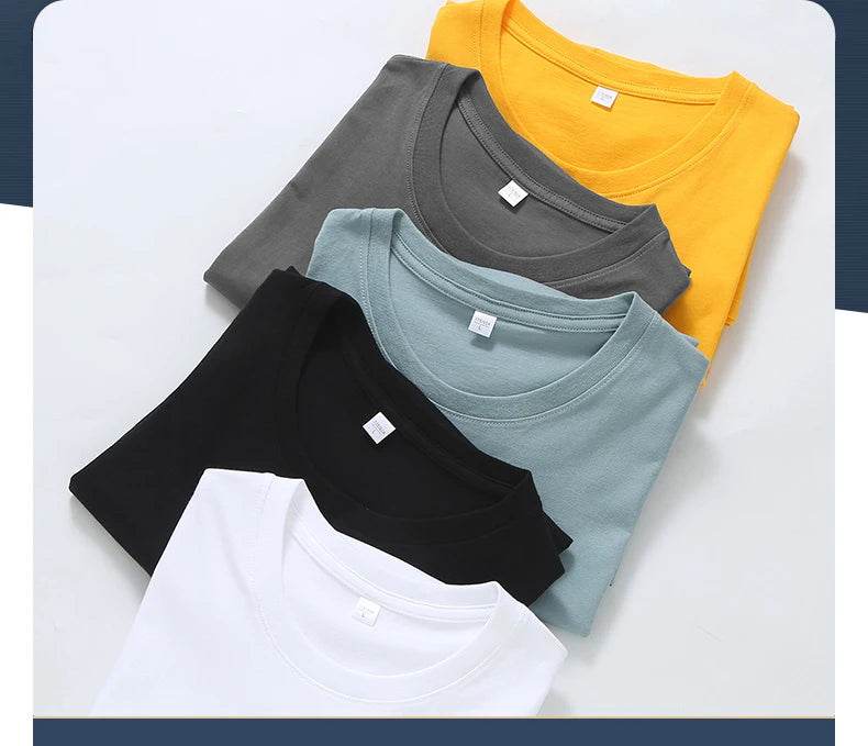 Mens T Shirts 2025 Male Summer Cotton Short Sleeve Fashion Bottoming Tops Round Neck White Tee Oversized T-shirt Men Clothing - AIAZ