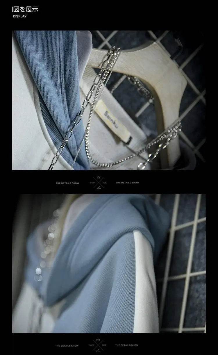 Japanese Style Spring Autumn Men Hoodie Hooded Cute Cat Print Patchwork Teen Hoodies Fashion Anime Harajuku Male Sweatshirt - AIAZ