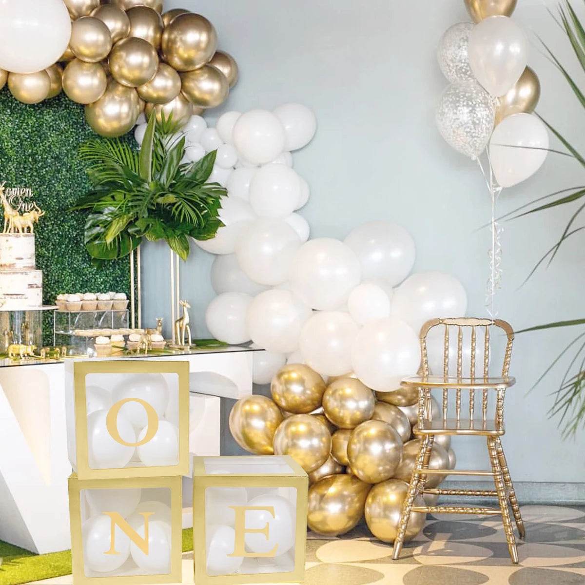 First Birthday Balloon Boxes For Party Decorations 1st Birthday Balloon Garland Decor with ONE Letter Boy Girl Baby Shower Decor - AIAZ