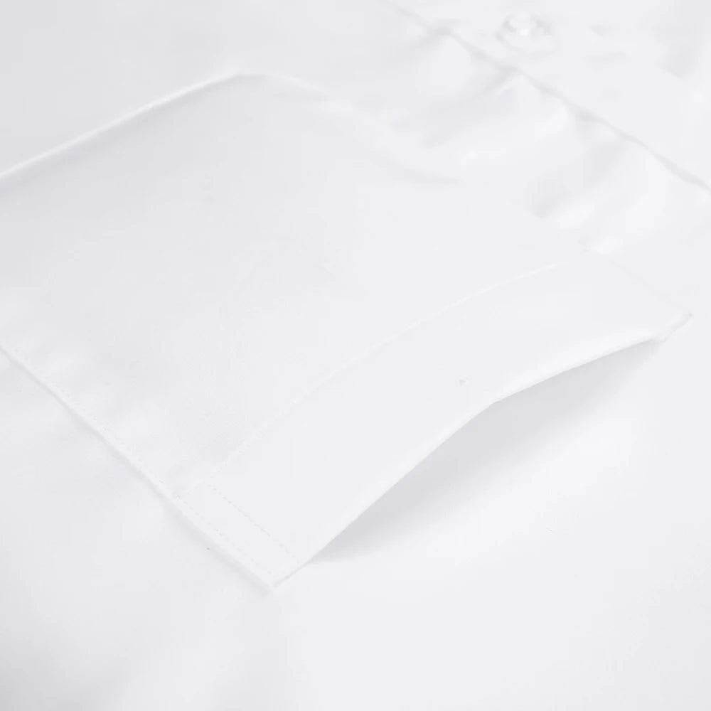 Men's Non Iron Standard-fit Solid Basic Dress Shirt Formal Business Premium 100% Cotton Male Long Sleeve Work Office Shirts - AIAZ