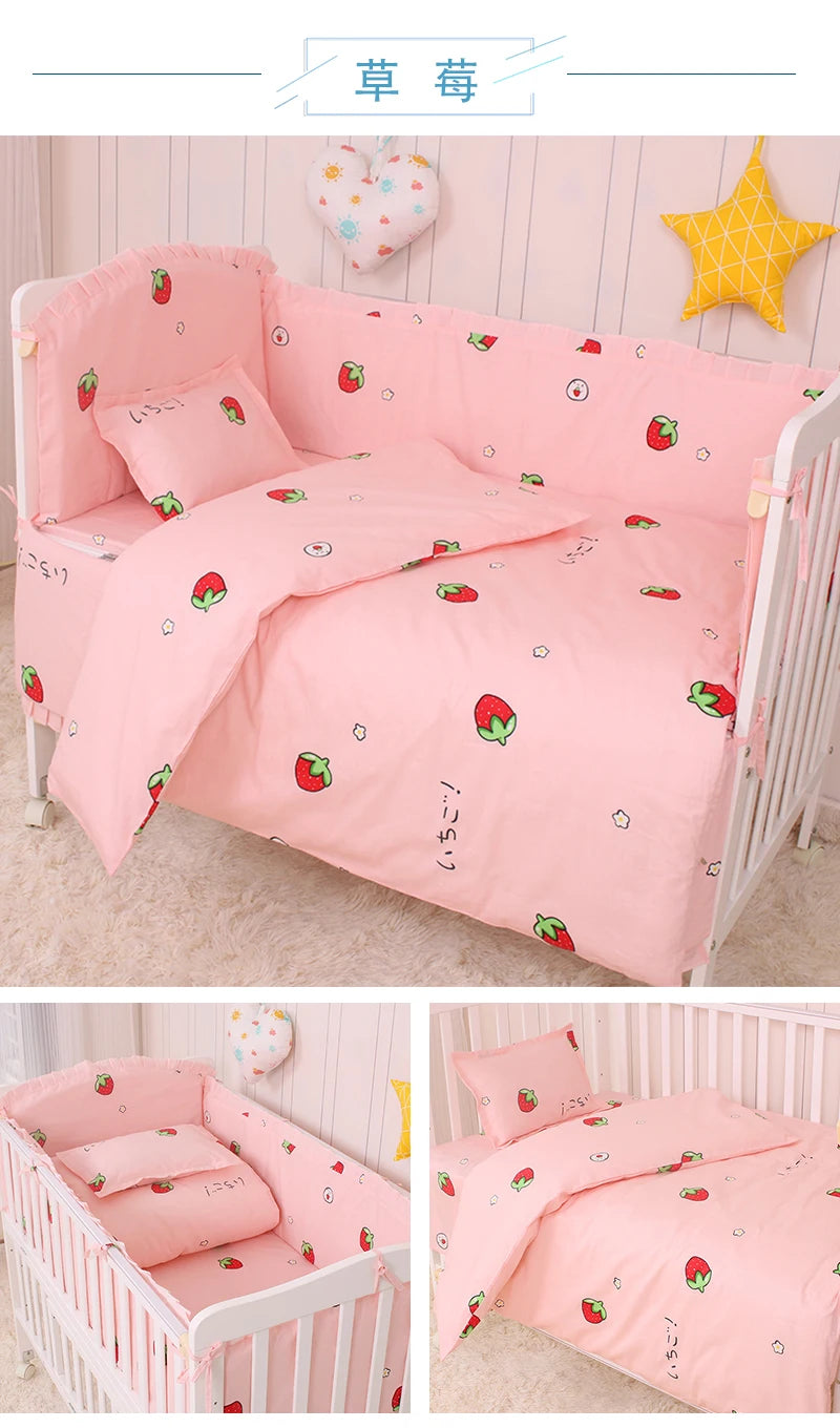 6/9pcs Elephant Baby Bedding Set Cotton Bedroom Decor Baby Girl Boy Crib Bed Linens Bed Bumper 120*60/120*70cm