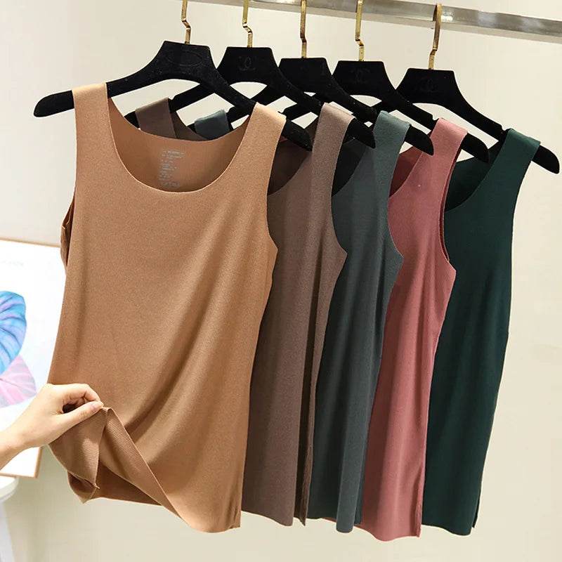 2021 Summer Women seamless Tank Tops O-Neck Casual Sleeveless Vest basic Tee Tops - AIAZ