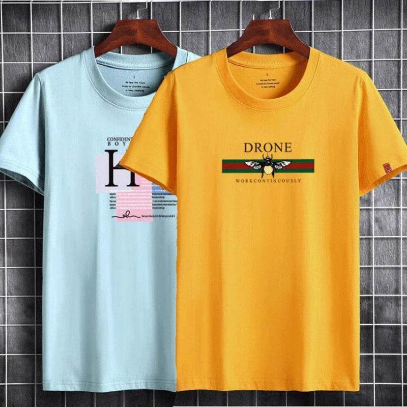 Mens T Shirts 2025 Male Summer Cotton Short Sleeve Fashion Bottoming Tops Round Neck White Tee Oversized T-shirt Men Clothing - AIAZ