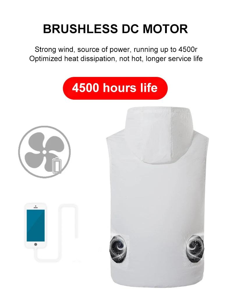 Summer Sport Fan Air Condition Cool Man Woman Travel Ultralight Brand Outdoor Vest Clothes Jacket Sun Windbreaker Fishing Worker