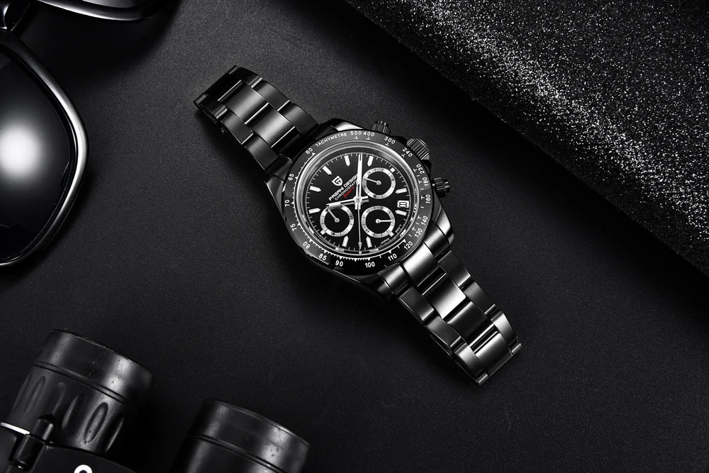 PAGANI DESIGN 2025 New Black Mens Watches Brand Luxury Quartz Watch For Men Chronograph Sports Waterproof Luminous Reloj Hombre