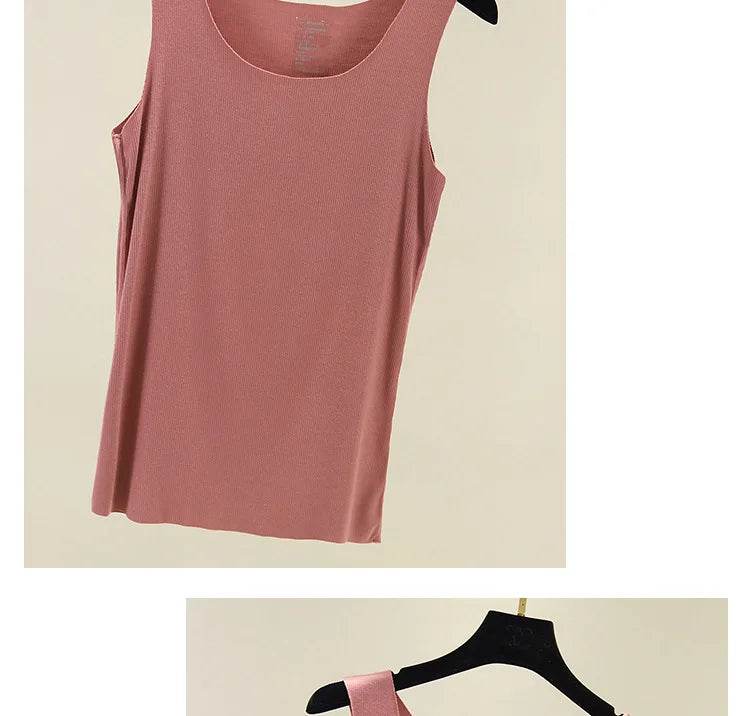 2021 Summer Women seamless Tank Tops O-Neck Casual Sleeveless Vest basic Tee Tops - AIAZ