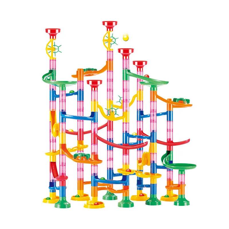 Marble Run Race Track Building Blocks Kids 3D Maze Ball Roll Toy DIY Marble Run Race Coaster Set 80/105/109/133pc Christmas Gift - AIAZ