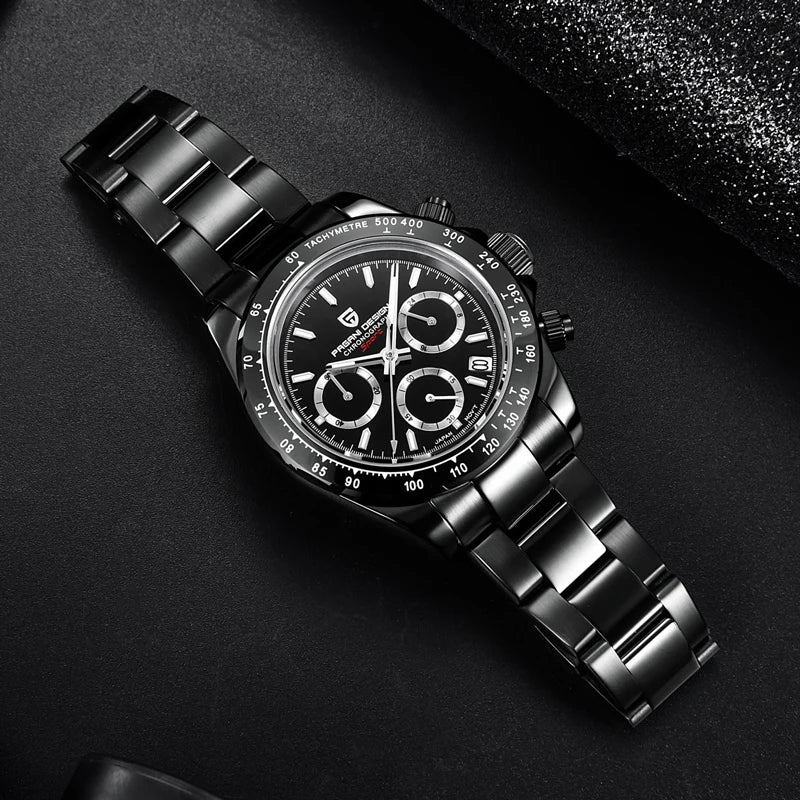 PAGANI DESIGN 2025 New Black Mens Watches Brand Luxury Quartz Watch For Men Chronograph Sports Waterproof Luminous Reloj Hombre