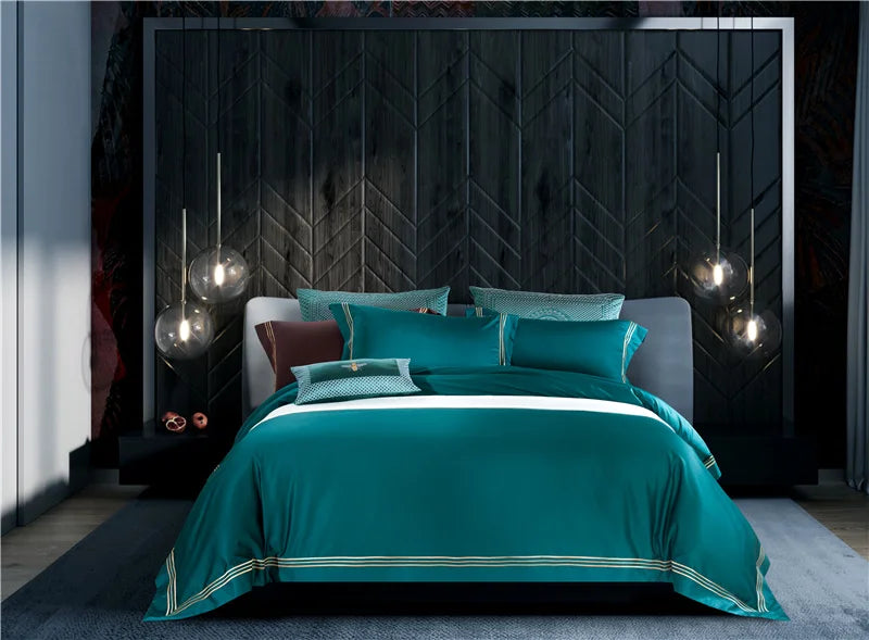120s long-staple cotton satin cotton light luxury quilt cover four-piece high-end hotel European-style cotton bedding