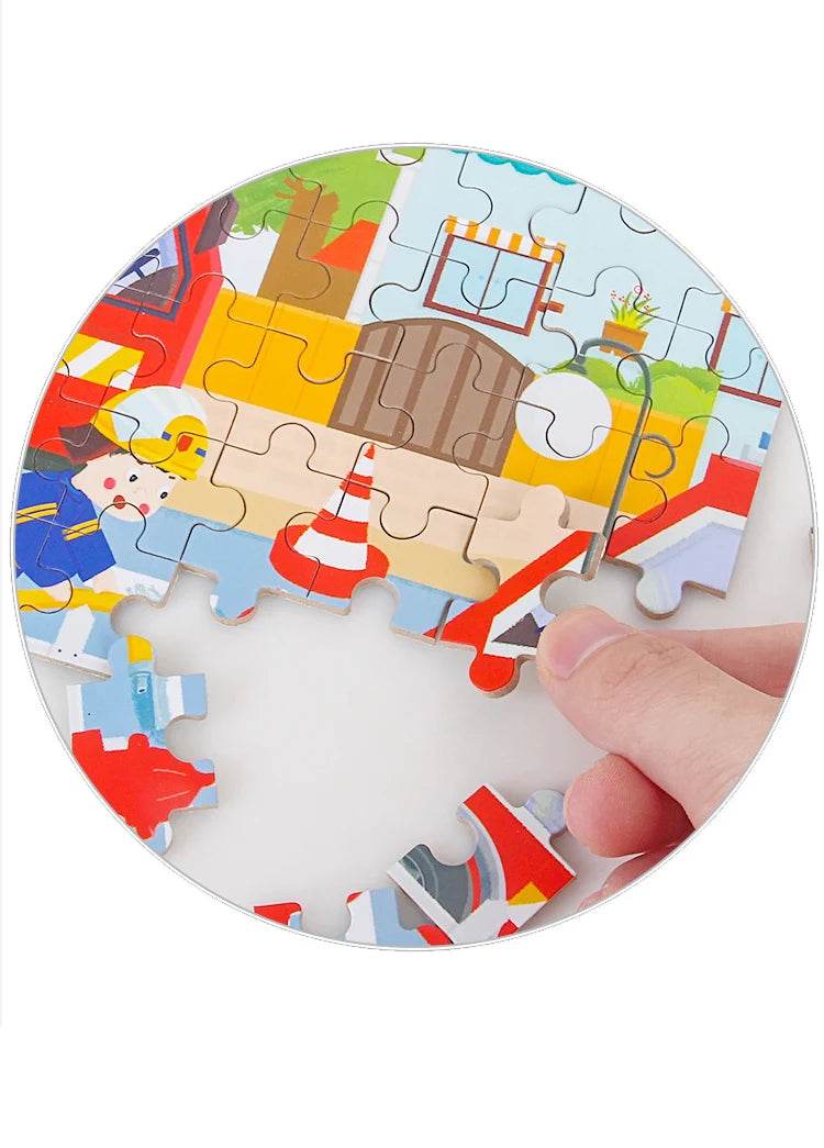 Hot New 60 Pieces Wooden Puzzle Toys for Children Cartoon Vehicle Animal Wood Jigsaw Baby Learning Educational Toy Kids Gift - AIAZ