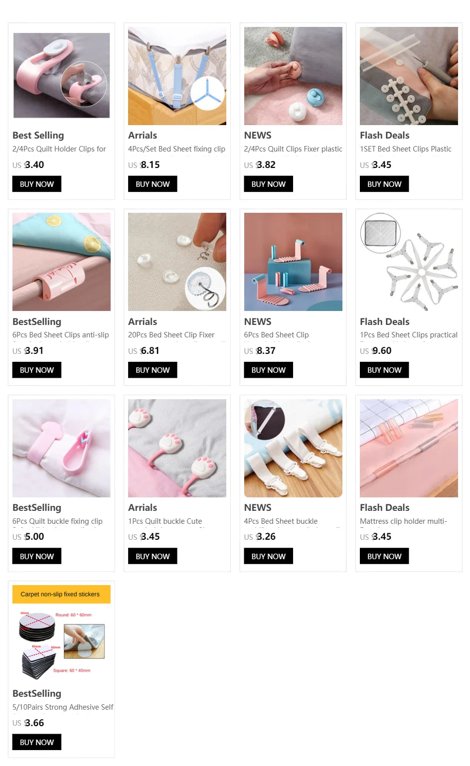 4Pcs Bed Sheet Holder Clip home sofa cover mattress quilt cover non-slip fasteners fixed bracket Household samll accessories
