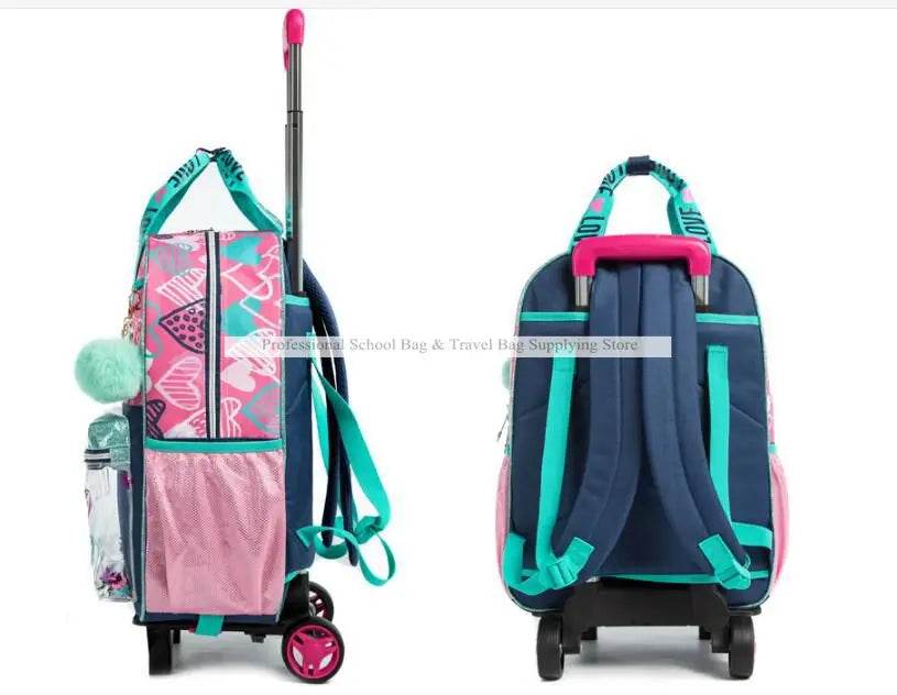 School Wheeled backpack Bag School bag with wheels Trolley Satchel bag Kids School Rolling backpack for girls School Trolley Bag - AIAZ