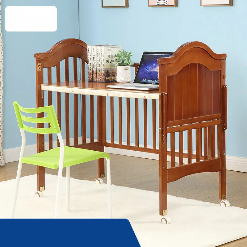 6 in 1 Convertible Crib and Changer, Multifunctional Pine Wood Baby Bed, 115*67*104CM, Newborn Cradle Cot