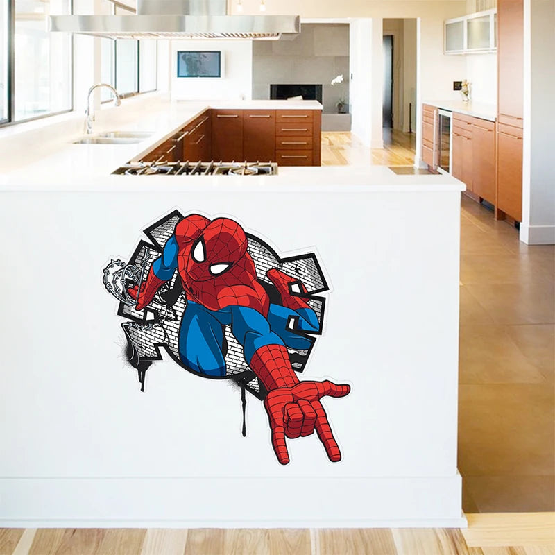 Cartoon Spider-Man Avenger Wall Stickers For Kids Room Decoration Home Bedroom PVC Decor Marvel Movie Mural Wall Art Decals