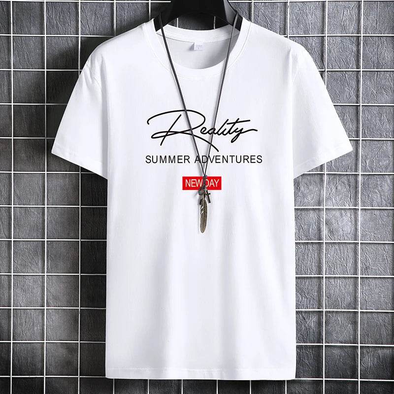 Mens T Shirts 2025 Male Summer Cotton Short Sleeve Fashion Bottoming Tops Round Neck White Tee Oversized T-shirt Men Clothing - AIAZ
