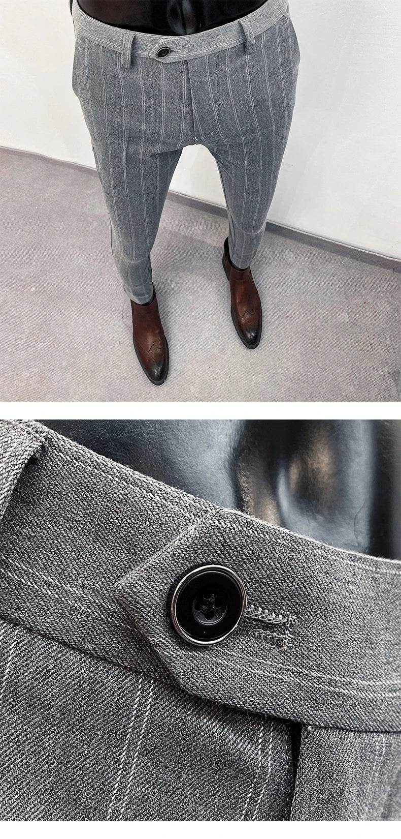 Men Suit Pants Formal Trousers Pantalone Hombre Stretch Slim Solid Color Casual Dress Full Length Pants Fashion New Men Clothing - AIAZ