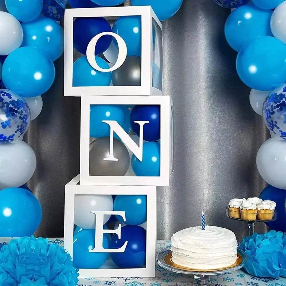 First Birthday Balloon Boxes For Party Decorations 1st Birthday Balloon Garland Decor with ONE Letter Boy Girl Baby Shower Decor - AIAZ