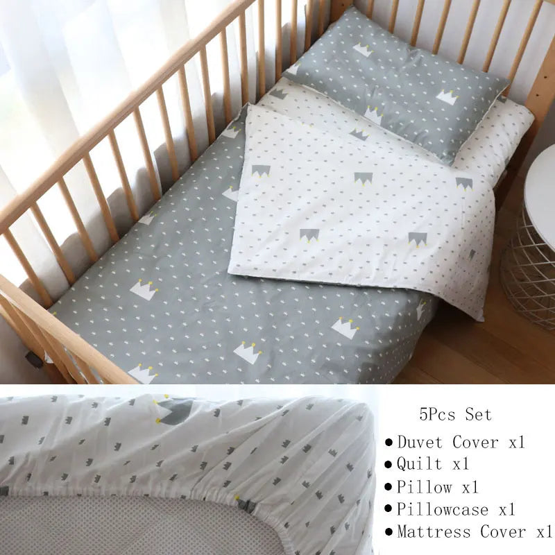 Baby Bedding Set Nordic Striped Star Crib Bedding Set With Bumper Cotton Soft Baby Bed Linen Items For Newborns Nursery Decor