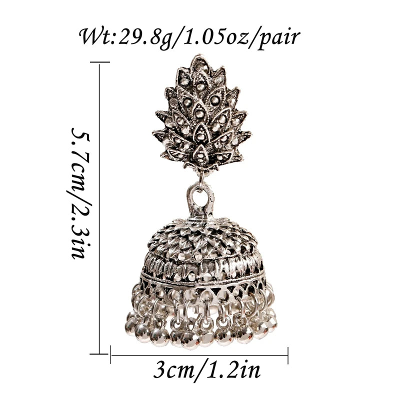Boho Afghan Ethnic Drop Earrings For Women Pendient Gold Color Gyspy Silver Color Bell Ladies Indian Earring Jewelry