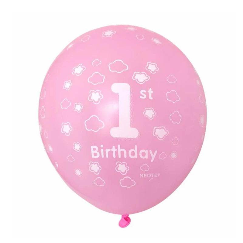 10Pcs Baby Shower 1st Birthday Balloon Pink blue Latex Balloon For Boys Girls Baby 1 Year Old First Birthday Kids Gift Toys - AIAZ