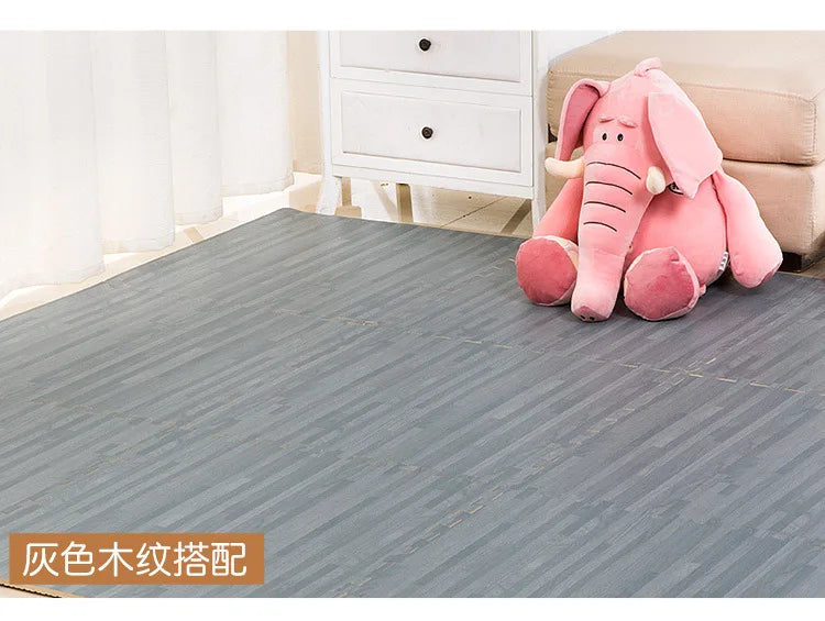 Wooden Baby EVA Foam Play Gym Puzzle Mat Interlocking Exercise Tiles Crawling Carpet for Kids Game Activity Soft Floor 30x30x1cm