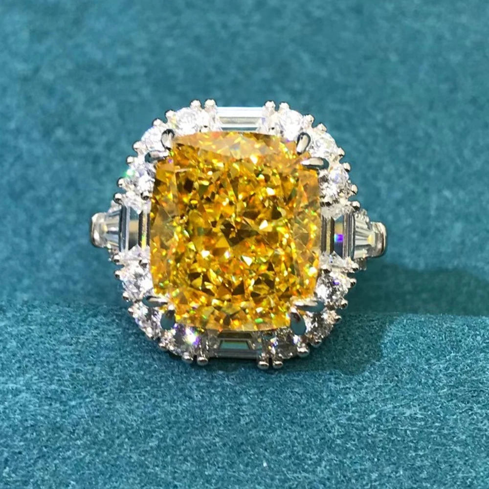 Wong Rain Luxury 925 Sterling Silver Radiant Cut G Color Lab Sapphire Gemstone Wedding Engagement Ring Fine Jewelry Wholesale