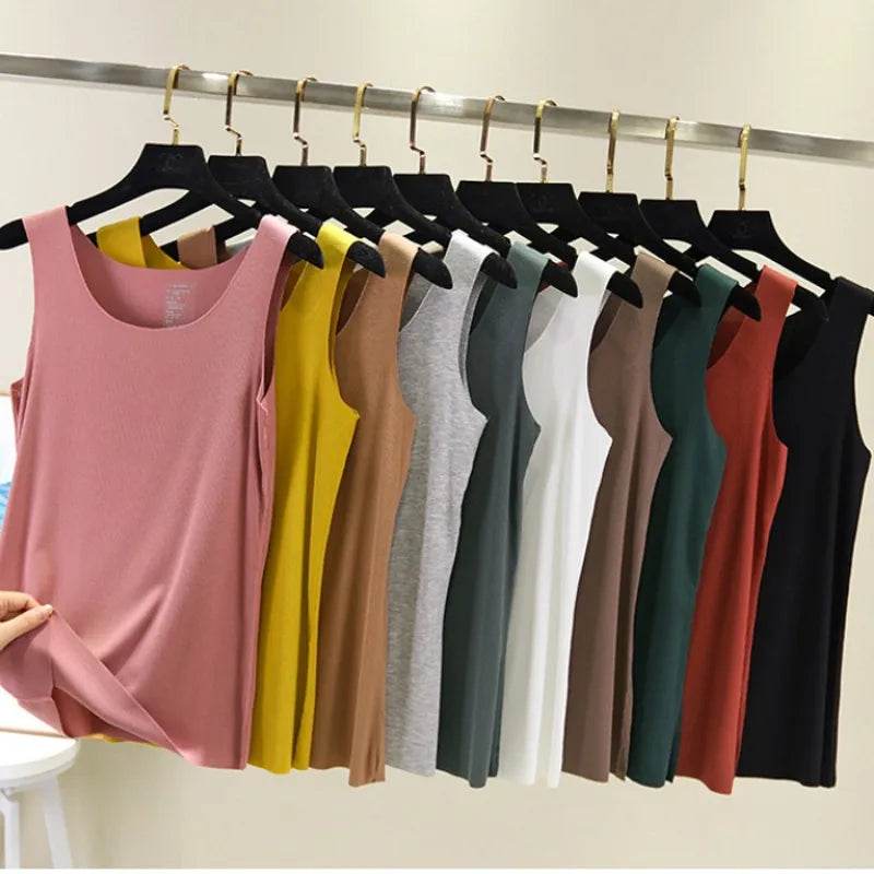 2021 Summer Women seamless Tank Tops O-Neck Casual Sleeveless Vest basic Tee Tops - AIAZ