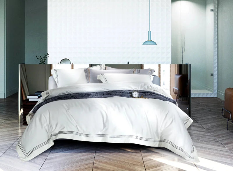 120s long-staple cotton satin cotton light luxury quilt cover four-piece high-end hotel European-style cotton bedding