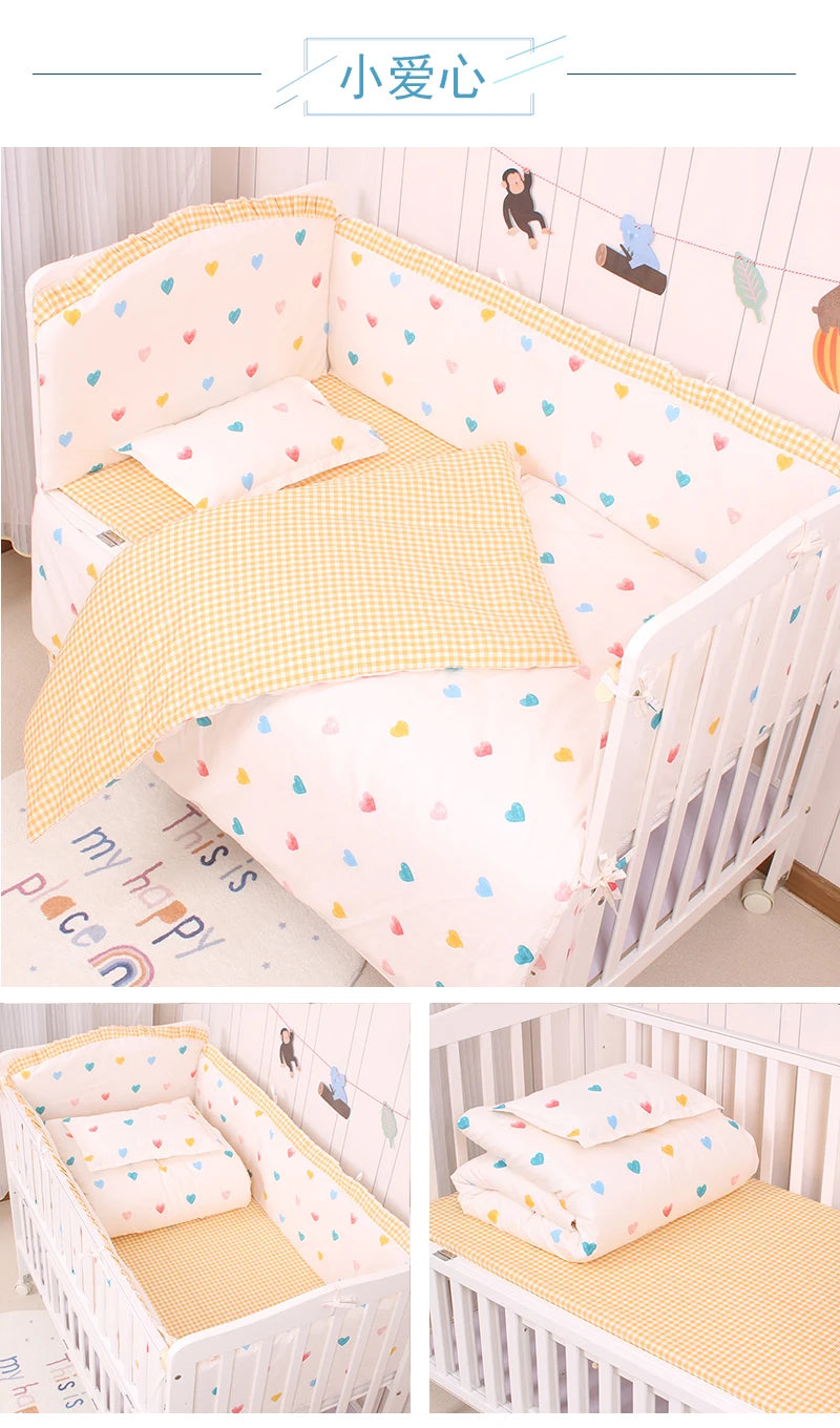6/9pcs Elephant Baby Bedding Set Cotton Bedroom Decor Baby Girl Boy Crib Bed Linens Bed Bumper 120*60/120*70cm